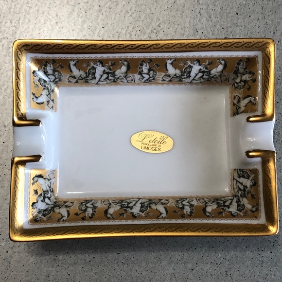LIMOGES 22k gold /Cherubs/horses rings+things dish - Picture 10 of 11